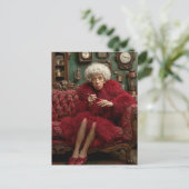 Excentrieke elegantie in Crimson Briefkaart (Staand voorkant)