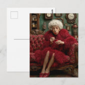 Excentrieke elegantie in Crimson Briefkaart (Voorkant / Achterkant)