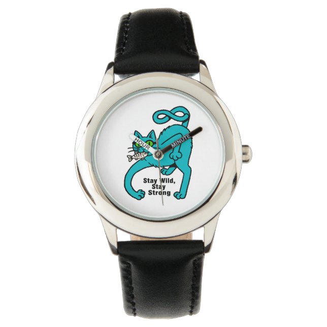 Excentrieke Expressieve Kat Horloge (Voorkant)