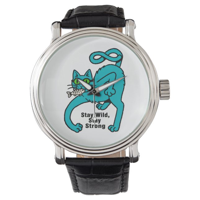 Excentrieke Expressieve Kat Horloge (Voorkant)