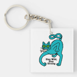 Excentrieke Expressieve Kat Sleutelhanger