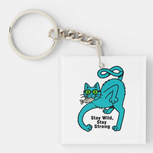 Excentrieke Expressieve Kat Sleutelhanger (Voorkant)