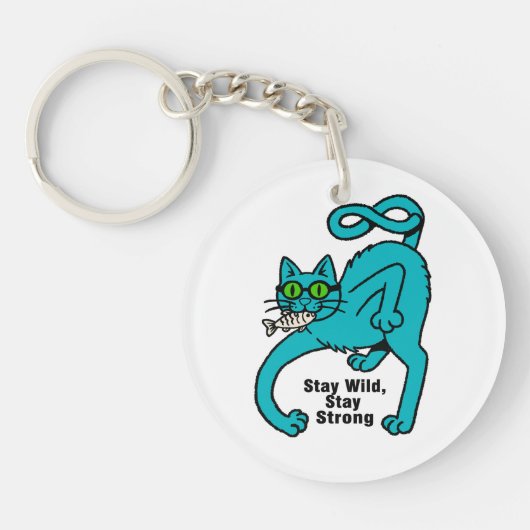 Excentrieke Expressieve Kat Sleutelhanger (Voorkant)