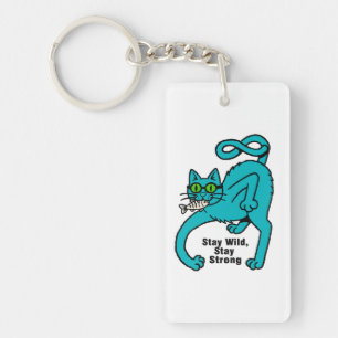 Excentrieke Expressieve Kat Sleutelhanger