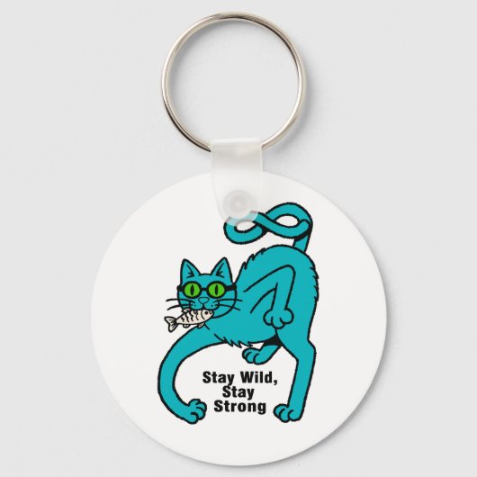 Excentrieke Expressieve Kat Sleutelhanger (Voorkant)