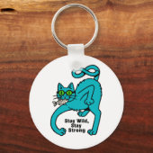 Excentrieke Expressieve Kat Sleutelhanger (Voorkant)