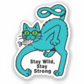 Excentrieke Expressieve Kat Sticker (Voorkant)