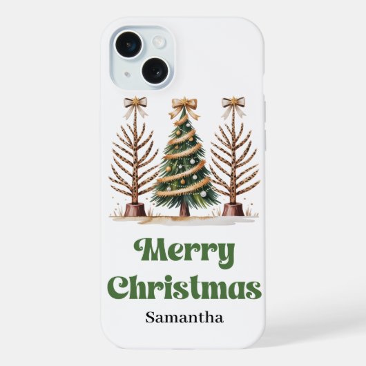 Excentrieke luipaard Kerstbomen gepersonaliseerd  iPhone Hoesje (Achterkant)