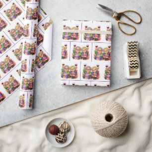 Excentrieke oude dames met rode wijn cadeaupapier