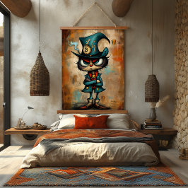 Excentrieke Steampunk Bitcoin Karakter Kunst Hangend Wandkleed