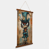 Excentrieke Steampunk Bitcoin Karakter Kunst Hangend Wandkleed (Gebogen)