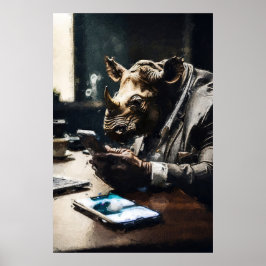 Excentrische neushoorn poster