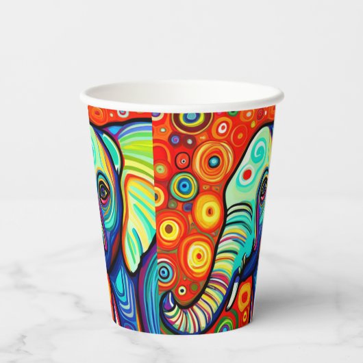 Excentrische olifant papieren bekers (Achterkant)