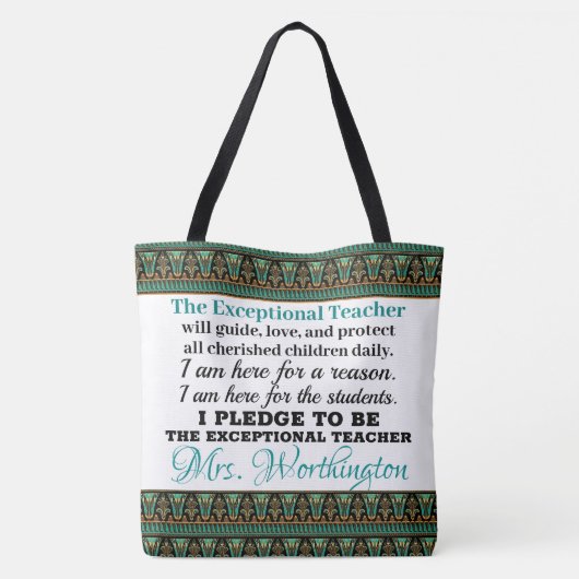EXCEPTIONELE TEACHER-SEE BACK-Teacher Pledge Tote Bag (Achterkant)