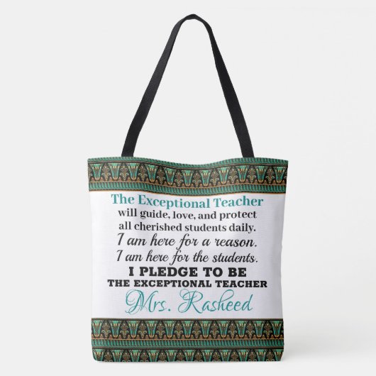 EXCEPTIONELE TEACHER-SEE BACK-Teacher Pledge Tote Bag (Achterkant)