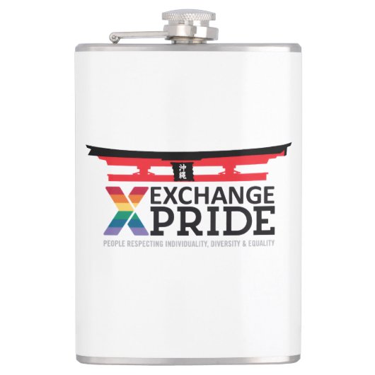 EXCHANGE Pride-fles met Torii-poort & Okinawa-kanj Heupfles (Voorkant)