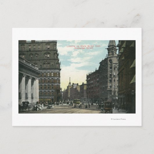 Exchange Street Uitzicht van State Street Briefkaart (Voorkant)