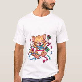 Excited Kawaii Ginger Cat Birthday Celebration✨🎉 T-shirt