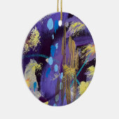 Exciting blue, purple, and gold abstract art keramisch ornament (Rechts)