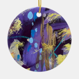 Exciting blue, purple, and gold abstract art keramisch ornament
