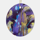 Exciting blue, purple, and gold abstract art keramisch ornament (Links)