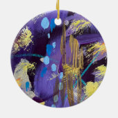 Exciting blue, purple, and gold abstract art keramisch ornament (Achterkant)