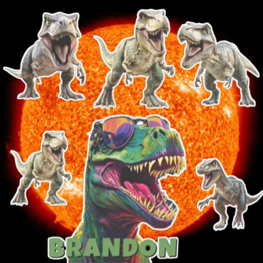 Exciting Dinosaur Personalized Name Sticker