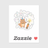 Exciting Firecracker Feline New Year Sparkle  Sticker (Vel)