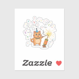 Exciting Firecracker Feline New Year Sparkle  Sticker