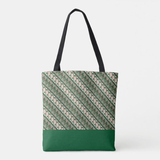 Exclusief Batik Parang Two Tone Pattern Green Tote Bag (Achterkant)