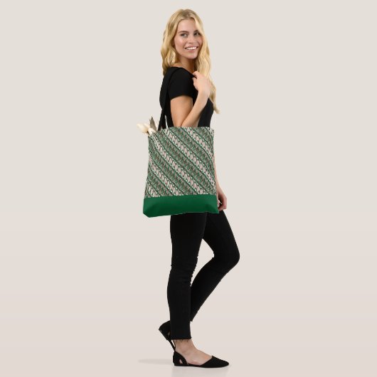 Exclusief Batik Parang Two Tone Pattern Green Tote Bag (Op model)