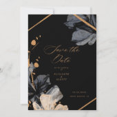 Exclusief Goud Zwart Bloemen Save The Date Kaart (Voorkant)
