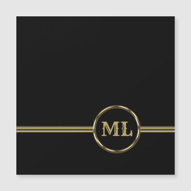 Exclusief goudmonogram op zwarte 3-ringband (Voorkant)