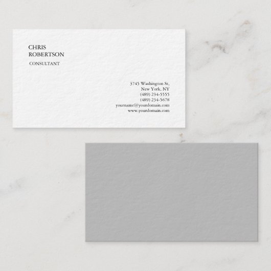 Exclusief klassiek minimalistisch plat visitekaartje (Voorkant / Achterkant)