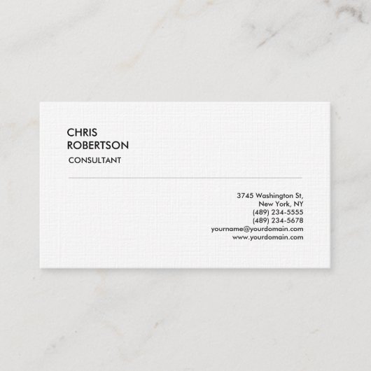 Exclusief klassiek minimalistisch platte linen visitekaartje (Voorkant)