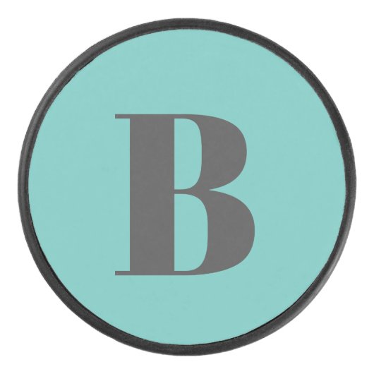 Exclusief lichte Blauwgroen grijze monogram Initia Hockey Puck (Voorkant)