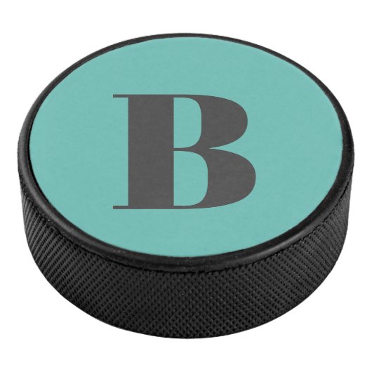 Exclusief lichte Blauwgroen grijze monogram Initia Hockey Puck (3/4)