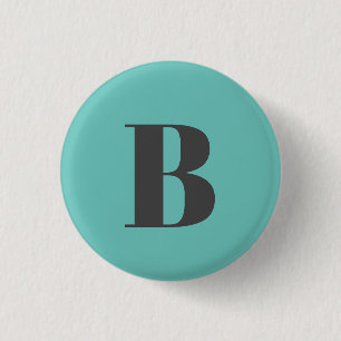 Exclusief lichte Blauwgroen grijze monogram Initia Ronde Button 3,2 Cm
