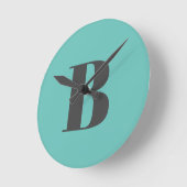 Exclusief lichte Blauwgroen grijze monogram Initia Ronde Klok (Hoek)