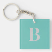 Exclusief lichte Blauwgroen grijze monogram Initia Sleutelhanger (voorkant)