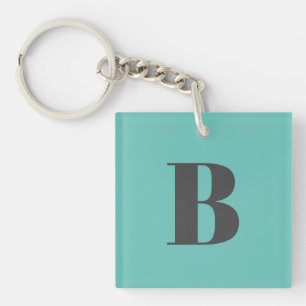 Exclusief lichte Blauwgroen grijze monogram Initia Sleutelhanger