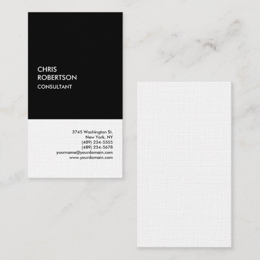 Exclusief Linnen Speciaal Zwart Wit Modern Uniek Visitekaartje (Voorkant / Achterkant)