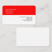 Exclusief modern Rood White Trendy Minimalist Visitekaartje (Voorkant / Achterkant)
