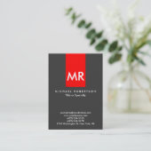 Exclusief Monogram Grijs Rood Streep Clean Visitekaartje (Staand voorkant)