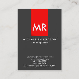 Exclusief Monogram Grijs Rood Streep Clean Visitekaartje