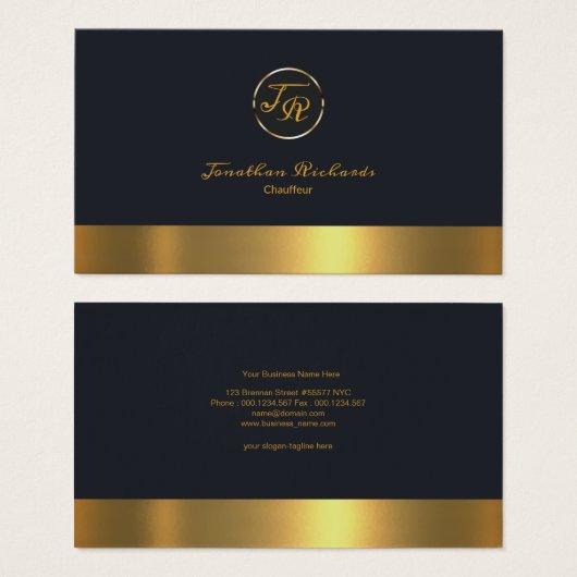 Exclusief monogram Initiaal Simple Plain Chauffeur Visitekaartje (Voorkant /achterkant)