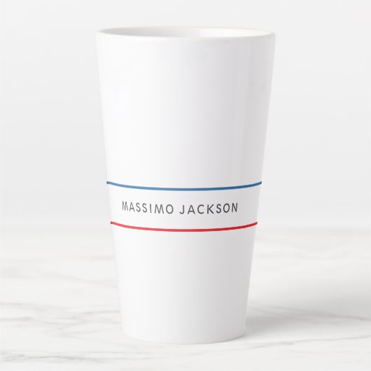 Exclusief Persoonlijk Modern Blauw Rood Wit Latte Mok (Voorkant)