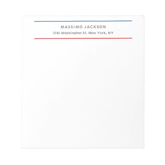Exclusief Persoonlijk Modern Blauw Rood Wit Notitieblok (Voorkant)
