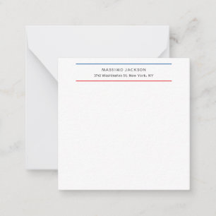 Exclusief Persoonlijk Modern Blauw Rood Wit Notitiekaartje