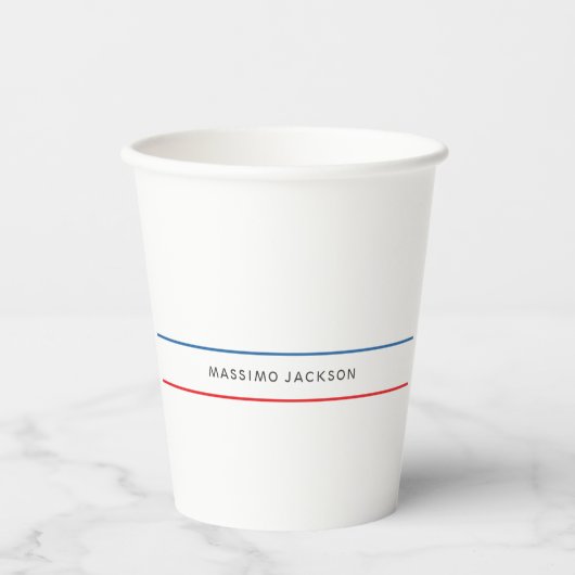 Exclusief Persoonlijk Modern Blauw Rood Wit Papieren Bekers (Voorkant)
